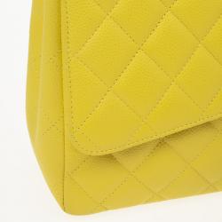 Pre Owned Chanel Yellow Caviar Classic Maxi Flap Bag