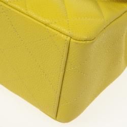 Pre Owned Chanel Yellow Caviar Classic Maxi Flap Bag