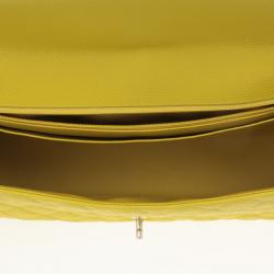 Pre Owned Chanel Yellow Caviar Classic Maxi Flap Bag
