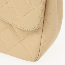 Pre Owned Chanel Beige Caviar Classic Jumbo Flap Bag