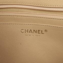 Pre Owned Chanel Beige Caviar Classic Jumbo Flap Bag