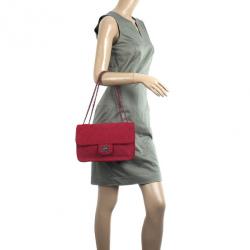 Pre Owned Chanel Pink Suede Flap Bag 