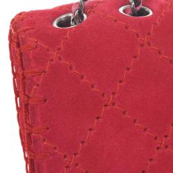Pre Owned Chanel Pink Suede Flap Bag 