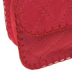 Pre Owned Chanel Pink Suede Flap Bag 