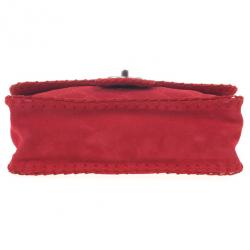 Pre Owned Chanel Pink Suede Flap Bag 