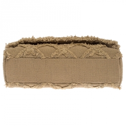 Pre Owned Chanel Beige Diamond Stitch Tweed Maxi Nature Flap Bag                  