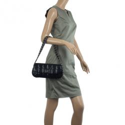 Pre Owned Chanel Black Leather Multi Chain Classic Flap Bag