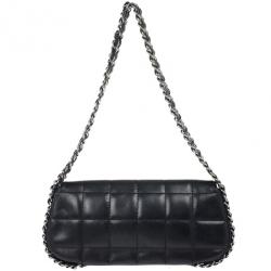 Pre Owned Chanel Black Leather Multi Chain Classic Flap Bag