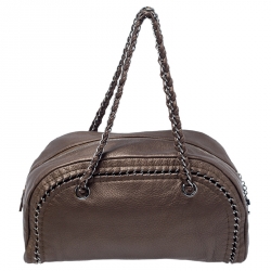 مملوكة مسبقًا Chanel Golden Brown Leather Medium Luxe Ligne Bowler Bag
