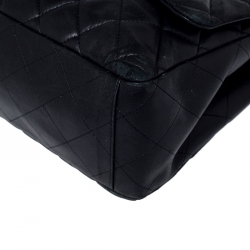 Pre Owned Chanel Black Quilted Leather Maxi Classic Single Flap Bag