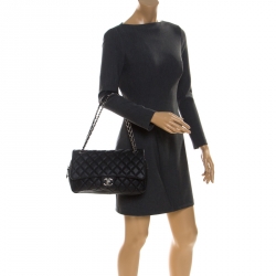 Pre Owned Chanel Black Quilted Leather Maxi Classic Single Flap Bag