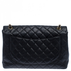 مملوكة مسبقًا Chanel Black Quilted Caviar Leather Maxi Classic Single Flap Bag