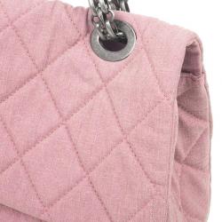 Pre Owned Chanel Rose Denim Quilted  XL Flap Bag
