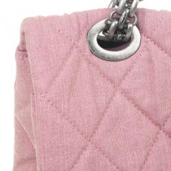 Pre Owned Chanel Rose Denim Quilted  XL Flap Bag