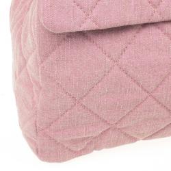 Pre Owned Chanel Rose Denim Quilted  XL Flap Bag