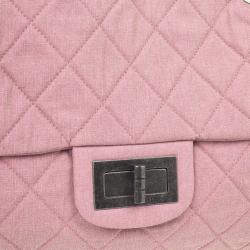 Pre Owned Chanel Rose Denim Quilted  XL Flap Bag