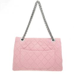 Pre Owned Chanel Rose Denim Quilted  XL Flap Bag