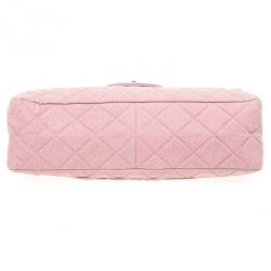 Pre Owned Chanel Rose Denim Quilted  XL Flap Bag