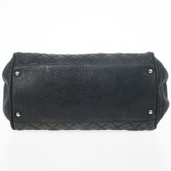 Pre Owned Chanel Black Quilted Distressed Leather Lady Braid Bowler Bag