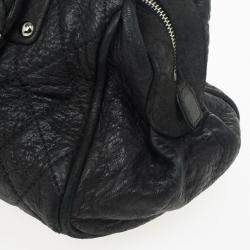Pre Owned Chanel Black Quilted Distressed Leather Lady Braid Bowler Bag