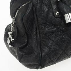 Pre Owned Chanel Black Quilted Distressed Leather Lady Braid Bowler Bag