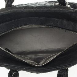 Pre Owned Chanel Black Quilted Distressed Leather Lady Braid Bowler Bag