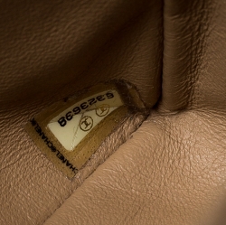 Pre Owned Chanel Beige Quilted Fabric Medium Classic Single Flap Bag