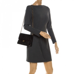 Pre Owned Chanel Black Quilted Leather Small Vintage Classic Single Flap Bag