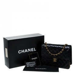 Pre Owned Chanel Black Quilted Leather Small Vintage Classic Single Flap Bag