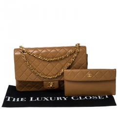 Pre Owned Chanel Beige Quilted Leather Vintage Classic Single Flap Bag