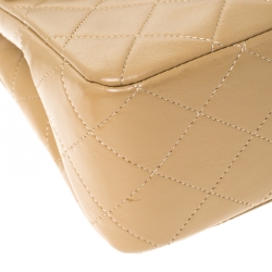 مملوكة مسبقًا Chanel Beige Quilted Leather Medium Classic Single Flap Bag