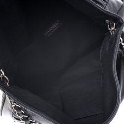  Chanel Black Pleated Leather Chain Shoulder Bag