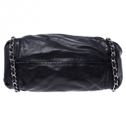  Chanel Black Pleated Leather Chain Shoulder Bag