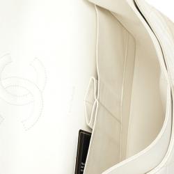Pre Owned Chanel White Faded Lambskin Medium Flap Bag