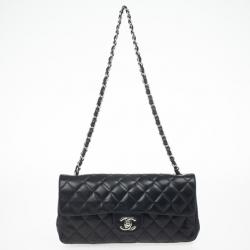 Chanel Black Quilted Lambskin East West Flap Bag Chanel