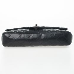 Pre Owned Chanel Black Quilted Lambskin East West Flap Bag