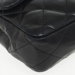 Pre Owned Chanel Black Quilted Lambskin East West Flap Bag