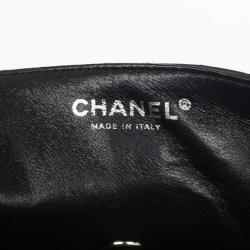 Pre Owned Chanel Black Quilted Lambskin East West Flap Bag