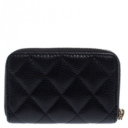Chanel Black Quilted Leather Zipped Coin Purse