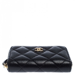 Chanel Black Quilted Leather Zipped Coin Purse