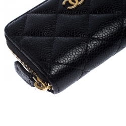 Chanel Black Quilted Leather Zipped Coin Purse