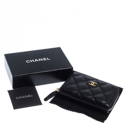 Chanel Black Quilted Leather Zipped Coin Purse