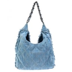 Pre Owned حقيبة شانيل CC  دينم أزرق مبطن بشراشيب