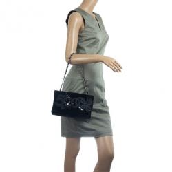 Pre Owned Chanel Velvet Camellia 5 Clutch Bag