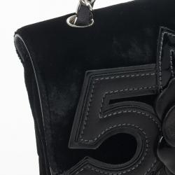 Pre Owned Chanel Velvet Camellia 5 Clutch Bag