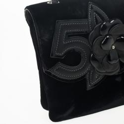 Pre Owned Chanel Velvet Camellia 5 Clutch Bag