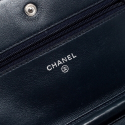 Chanel Navy Blue Caviar Leather Wallet On Chain