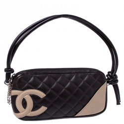 مملوكة مسبقًا Chanel Brown/Beige Quilted Leather Ligne Cambon Pochette