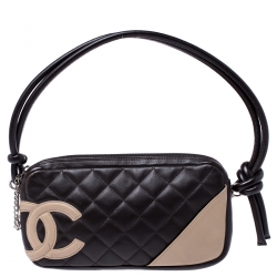 مملوكة مسبقًا Chanel Brown/Beige Quilted Leather Ligne Cambon Pochette