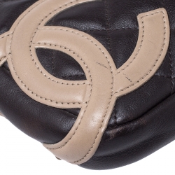 مملوكة مسبقًا Chanel Brown/Beige Quilted Leather Ligne Cambon Pochette